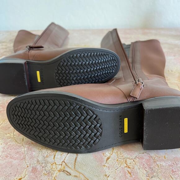 Cole Haan Noelle Brown Leather Knee High Stretch Riding Boots Womens 7.5 - Picture 11 of 15